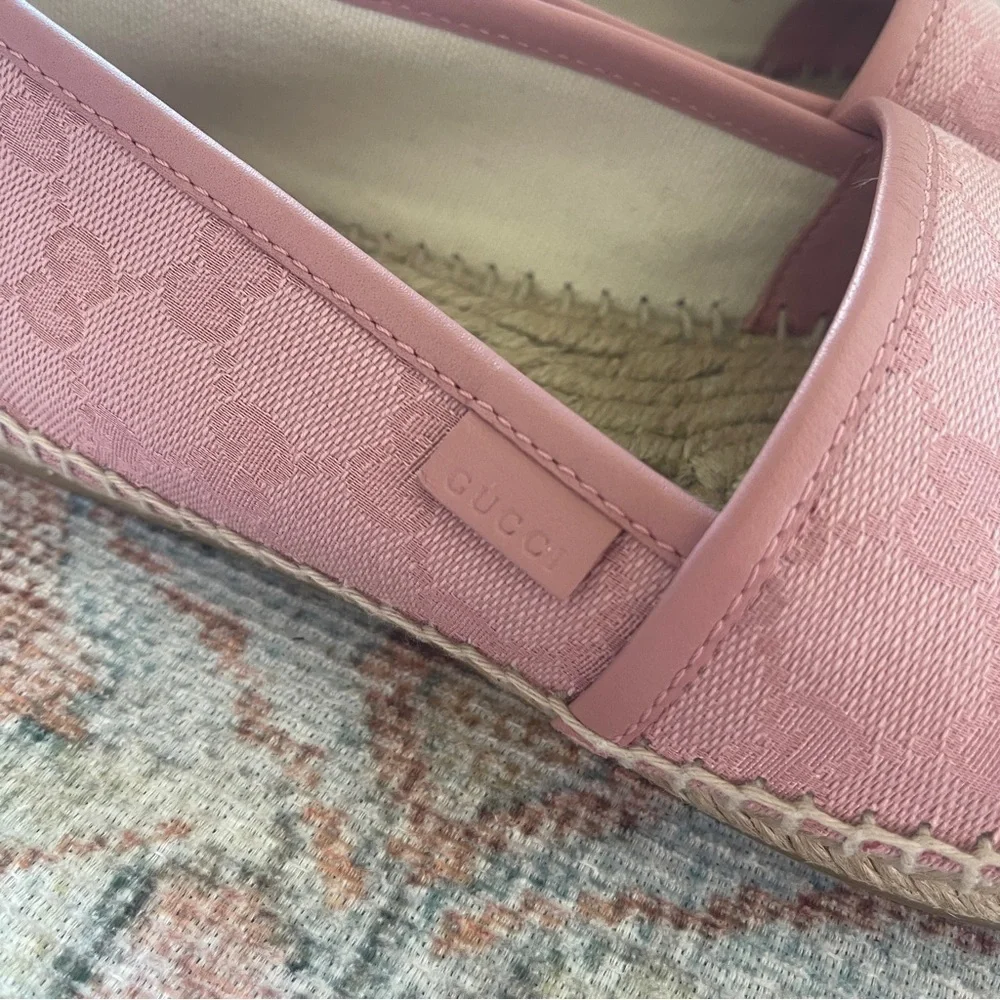 Gucci Pink‎ GG Logo Canvas Espadrilles